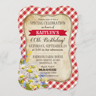 Country Picnic mit Daisy Bouquet Birthday Einladun Einladung