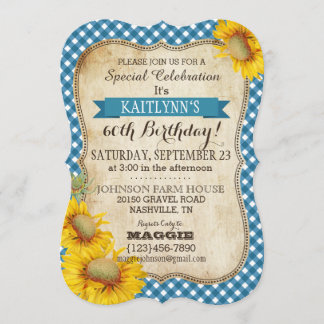 Country Picnic mit Sonnenblumen Birthday Invite Einladung