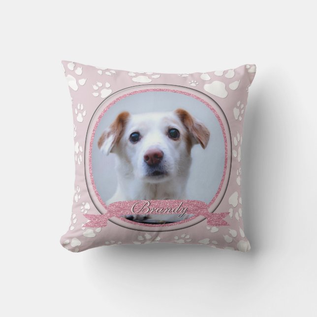 Country Pink Dog Memorial Paw Prints Kissen (Vorderseite)
