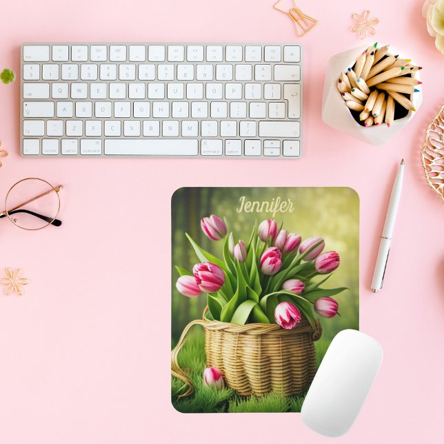 Country Pink Tulips Mousepad (Von Creator hochgeladen)