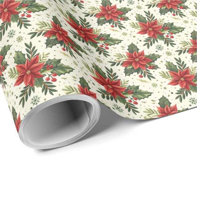 Country Poinsettia Weihnachtsgeschenk Wrapper Geschenkpapier (Rolleneckpunkt)