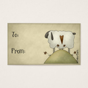 Country Primitive Sheep Design auf einem Hill Gesc