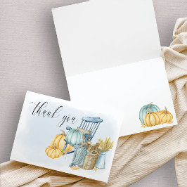 Country Pumpkin Blue Watercolor Dankeskarte