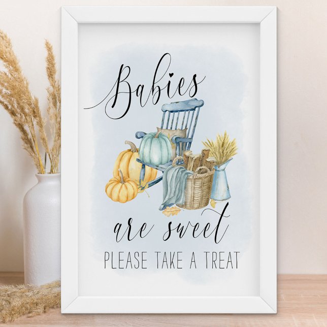 Country Pumpkin Fall Baby Duwer Favoriten Zeichen Poster (Boy Baby Shower Sign for fall - Sweet Favor Table - order printed or as a printable download)
