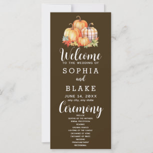 Country Pumpkins Kariert Fall Brown Wedding Progra