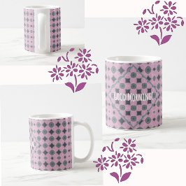 Country Purple Pattern Shapes Custom Text Kaffeetasse