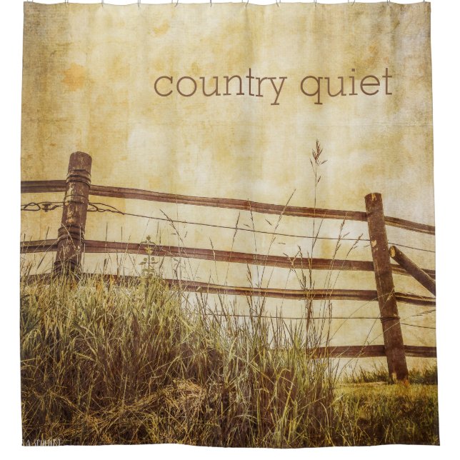 Country Quiet Zaun und Himmelsszene Duschvorhang (Vorderseite)