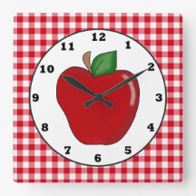 Country red apple fruit wall clock