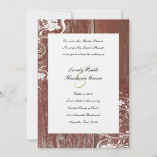 Country Red Barn Wood Hochzeit Einladung