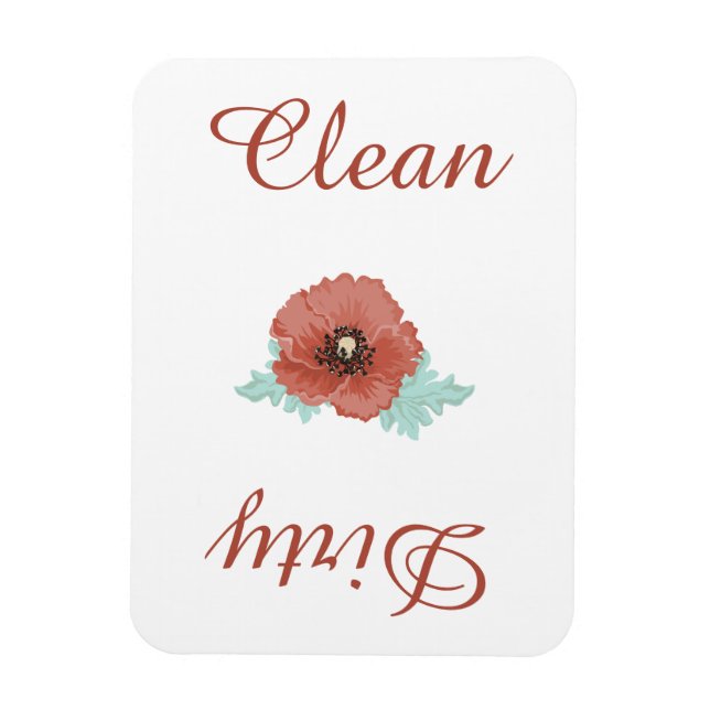 Country Red Peonies Disshwasher Magnet (Vertikal)