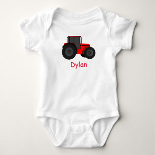 Country Red Traktor mit Ihrem Baby Name Romper Strampler