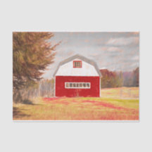 Country Red White Barn Sketch Art