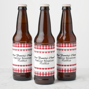 Country Red & White Gingham Label - HAMbyWG Bierflaschenetikett