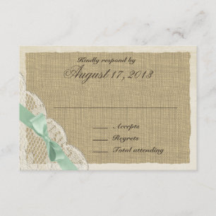 Country Response Card für Spitzen- und Minze-Grün- RSVP Karte