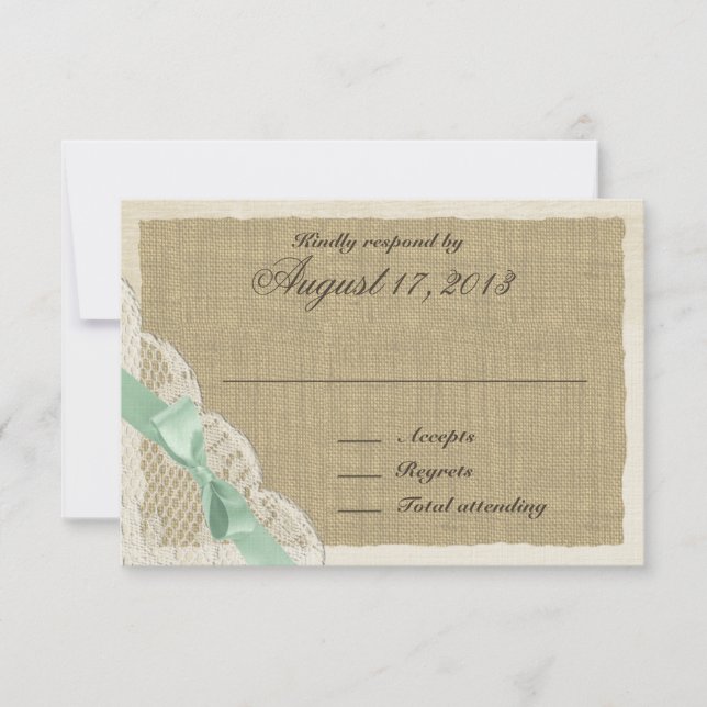 Country Response Card für Spitzen- und Minze-Grün- RSVP Karte (Vorderseite)