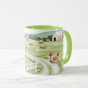 Country Road Farm Huhn Rosa Schleife Tasse