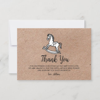Country Rocking Horse Baby Shower Thank You Card Dankeskarte