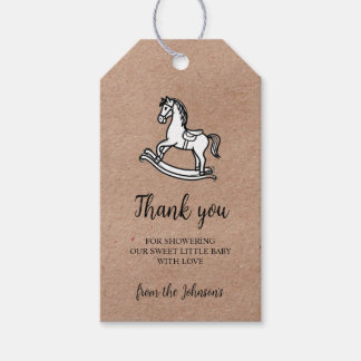 Country Rocking Horse Baby Shower Thank You Geschenkanhänger