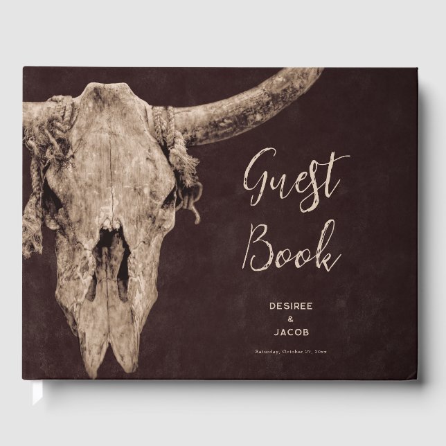 Country Rodeo Western Brown Bull Skull Gästebuch (Vorderseite)