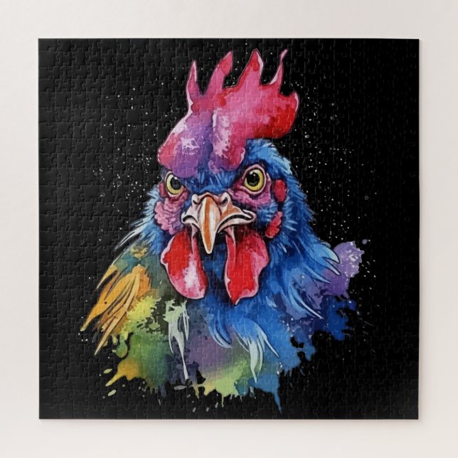 Country Rooster Chicken Watercolor Stil (Vertikal)