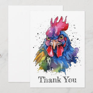 Country Rooster Chicken Watercolor Stil Dankeskarte