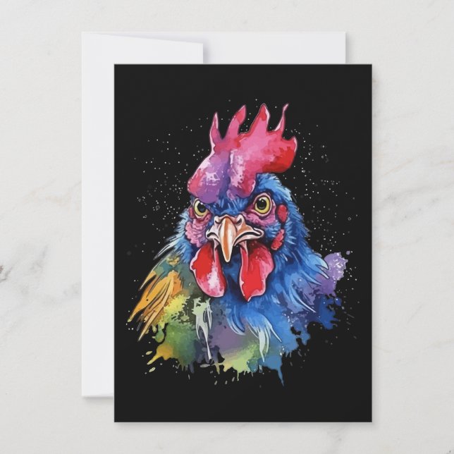 Country Rooster Chicken Watercolor Stil Dankeskarte (Vorderseite)