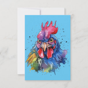 Country Rooster Chicken Watercolor Stil Dankeskarte