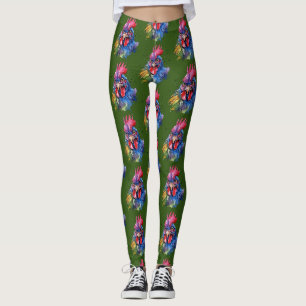 Country Rooster Chicken Watercolor Stil Leggings
