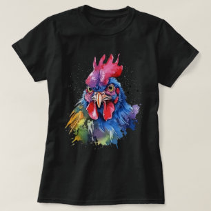 Country Rooster Chicken Watercolor Stil T-Shirt