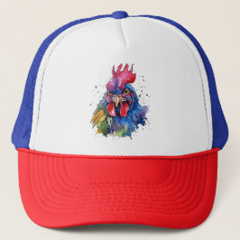 Country Rooster Chicken Watercolor Stil Truckerkappe