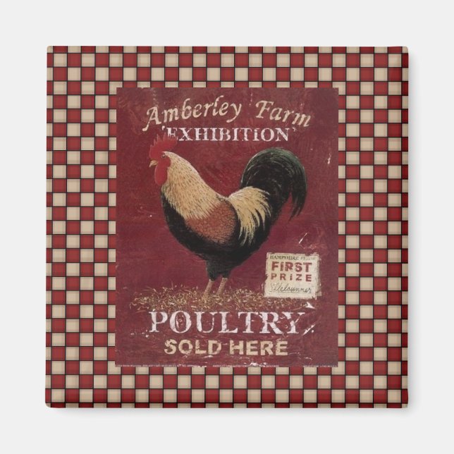 Country Rooster Sign Kühlschrankmagnet (Vorne)