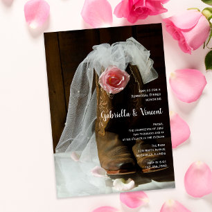 Country Rose Cowboy Boots Western Probe Abendessen Einladung