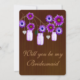 Country Russe Purple Mason Jars Bridesmaid Carte