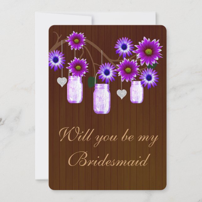 Country Russe Purple Mason Jars Bridesmaid Carte (Devant)