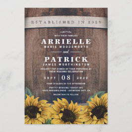 Country Rustic Barrel Vintag Sonnenblumenhochzeit Einladung