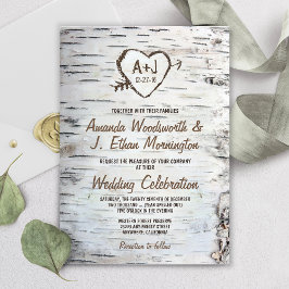 Country Rustic Birch Tree Barke Hochzeit Einladung