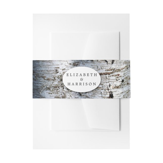 Country Rustic Birch Tree Hochzeit Einladungsbanderole (Vorderseite Beispiel)