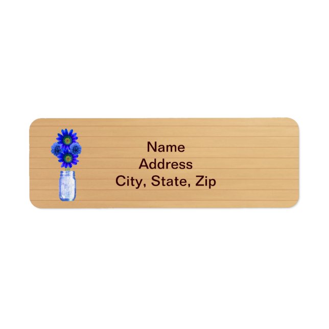 Country Rustic Blue Mason Jar Address Labels (Vorne)