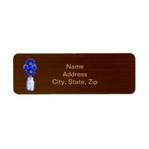 Country Rustic Blue Mason Jar Address Labels