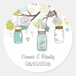 Country Rustic Blue Mason Jar Wedding Sticker