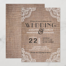 Country Rustic Burlap Fabric Lace Trim Wedding