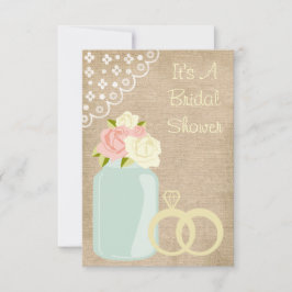 Country Rustic Burlap Lace Mason Jar Brautparty Einladung