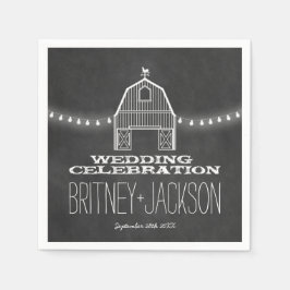 Country Rustic Chalkboard Barn Wedding Napkins Serviette