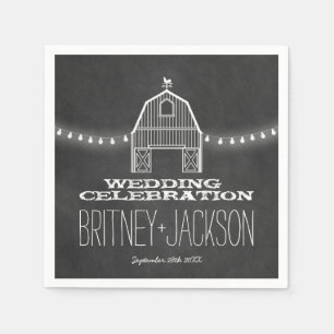 Country Rustic Chalkboard Barn Wedding Napkins Serviette