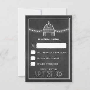Country Rustic Chalkboard Grille Mariage RSVP Cart
