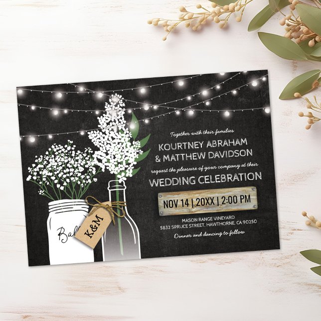 Country Rustic Chalkboard Wood Wedding Einladung (Von Creator hochgeladen)