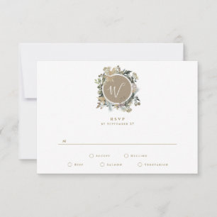 Country Rustic Floral Monogram Wedding RSVP Karte