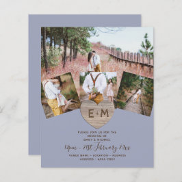 Country Rustic Foto Carved Heart Monogram Wedding