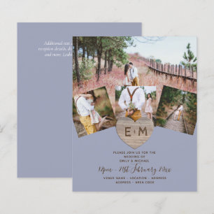 Country Rustic Foto Carved Heart Monogram Wedding