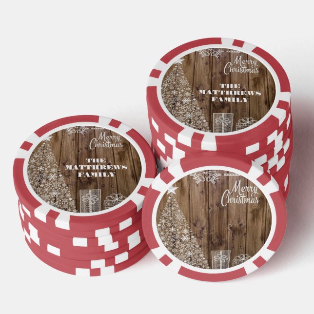 Country Rustic Frohe Weihnachten Snowflake Game Pokerchips (Stapel)